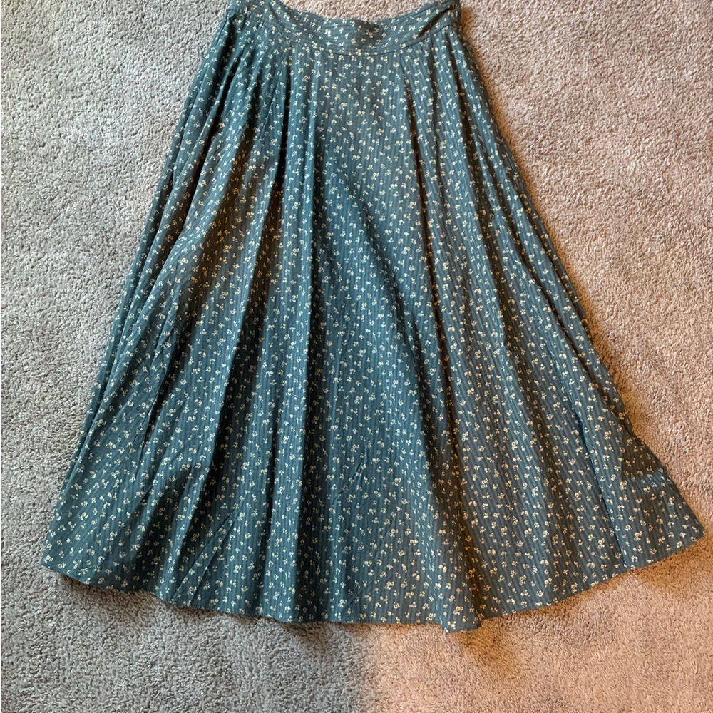 Madewell Teal Patterned A-Line Skirt